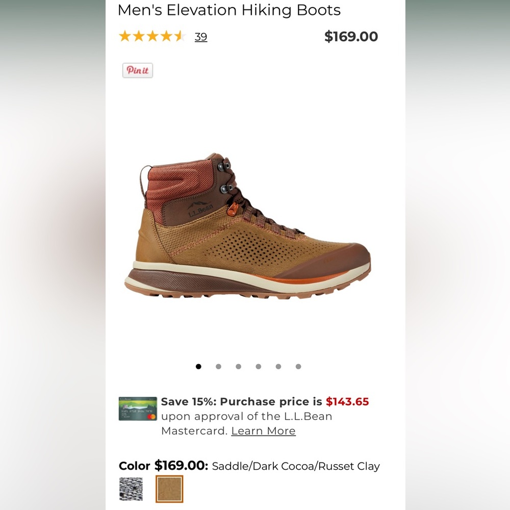 LL Bean Elevation Hiking Boots NEW 11.5